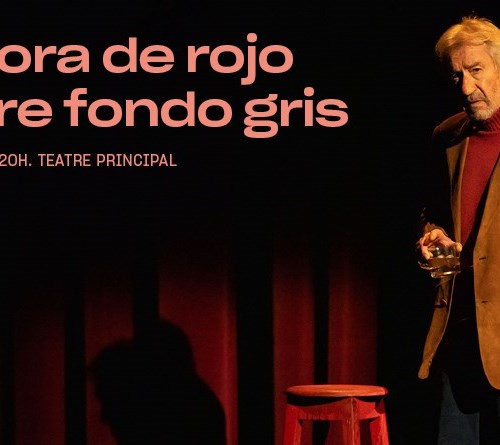 SEÑORA DE ROJO SOBRE FONDO GRIS