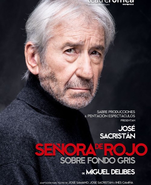 SEÑORA DE ROJO SOBRE FONDO GRIS